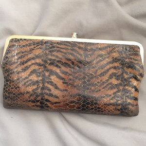 Hobo international snakeskin purple wallet clutch